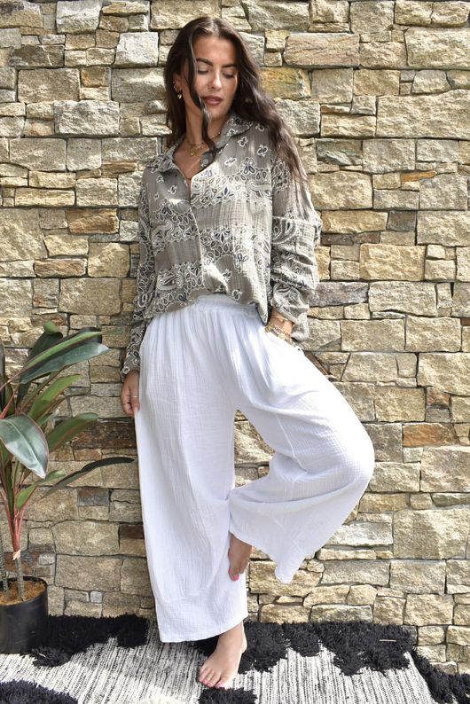 Cala Cushion Cotton Bandana Relaxed Shirt Mocha